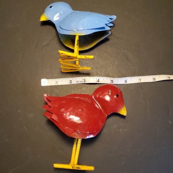 Red and Blue Metal art birds 6 in tall - Picture 5 of 6